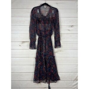 Sundance Dress Womens PM Multicolor Floral Ruffle Chiffon Sheer Boho READ